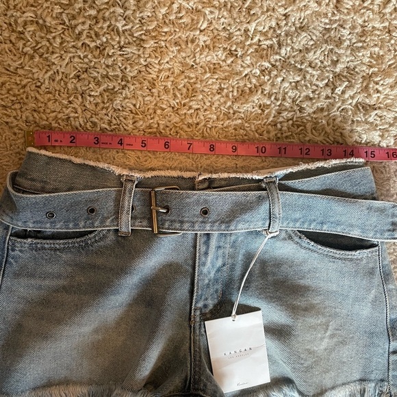 NWT KanCan Women Jean Denim Shorts SZ 7/27 Mid Rise Distressed Belt - Picture 13 of 13